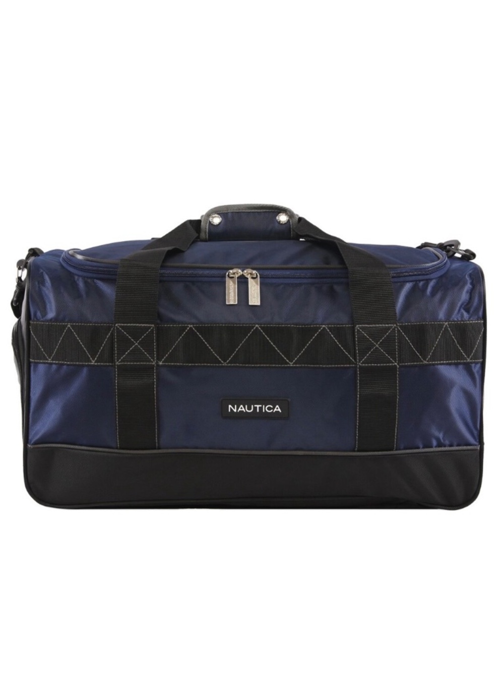 Nautical Dockside 22in Navy Duffle Bag w/Silver-tone Hardware - NEW
